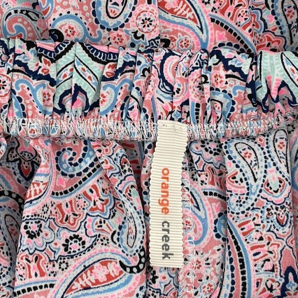 Orange Creek Pom Pom Hem Paisley Print Pull On Shorts Medium - Picture 3 of 5